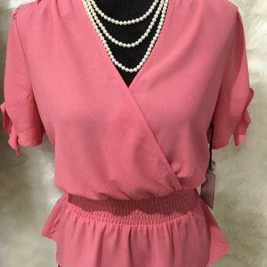 NWT-Ruffle Sleeve Smocked Waist Blouse